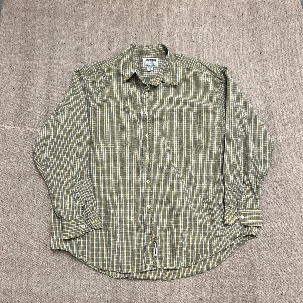 Vintage Abercrombie & Fitch Button Up Shirt Mens XL Yellow 2000s Y2K